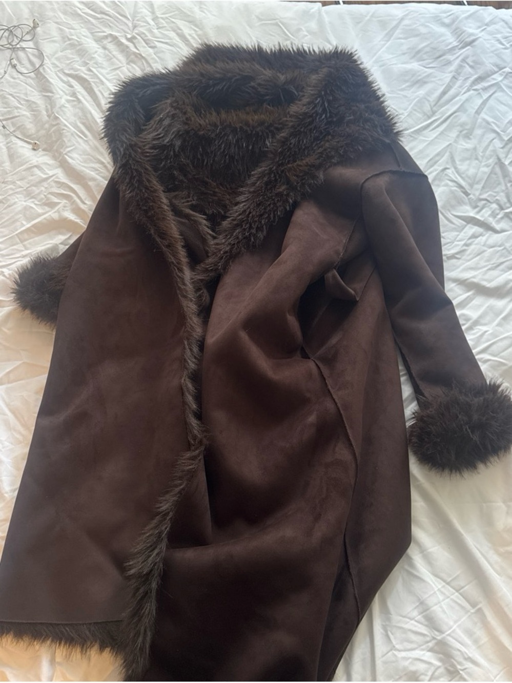 Brown Zara faux fur coat